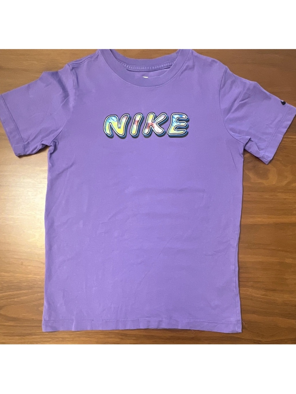 : Nike Youth T-Shirt Size L Purple Retro Bubble Logo L DV0064-599